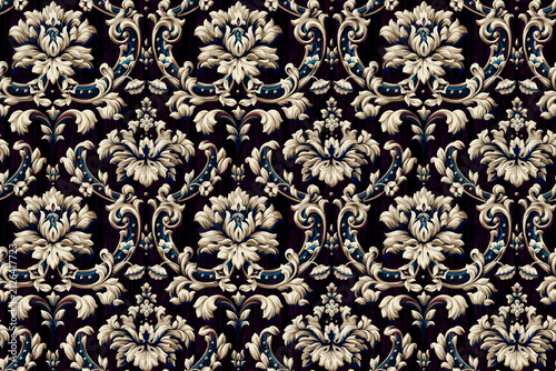 Obraz na plátně very beautiful seamless damask wallpaper