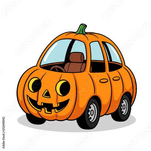 halloween car pumpkin illustration 