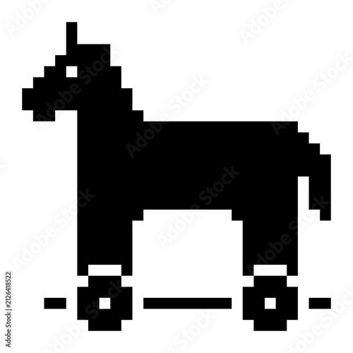 Pixel Art Trojan Horse Icon Malware Cyber Security Symbol