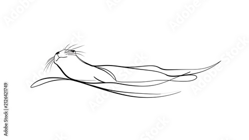 Elegant bird sketch illustration white background.