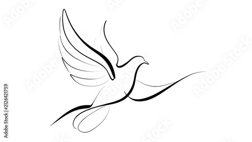 Elegant flying bird illustration on white background.