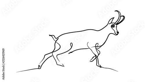 Minimalist goat line drawing white background.