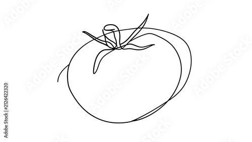 Simple line art tomato drawing white background.