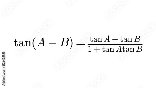 Cuadro en lienzo Tangent Of Difference, trigonometry formula overlay, black transparent 4K