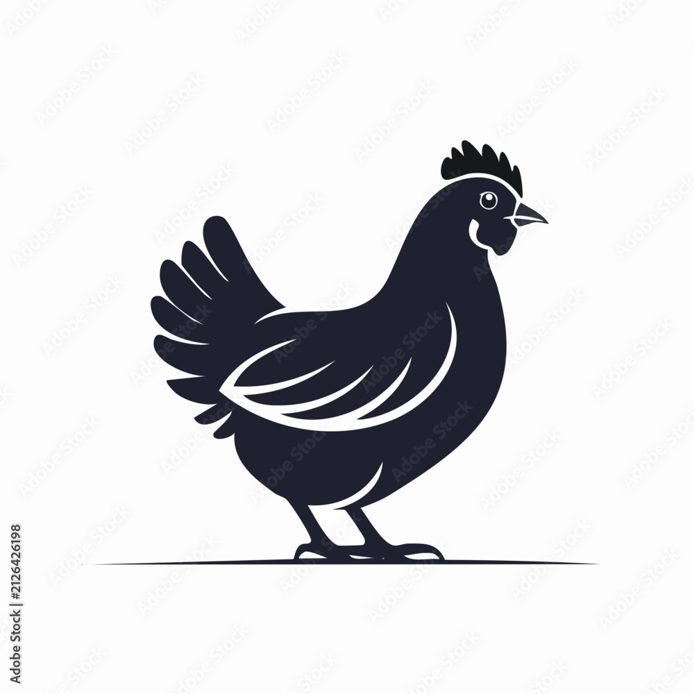 Fototapeta premium Minimalistische Huhn-Silhouette – Einfaches Huhn als Vektorillustration