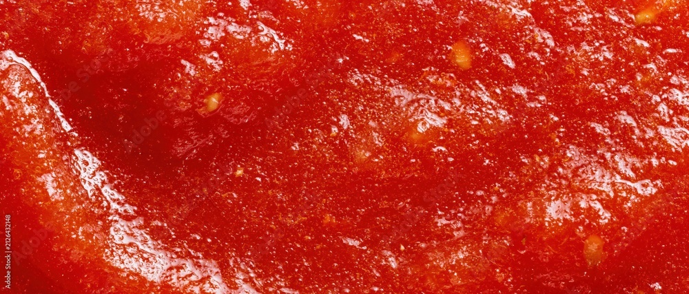 Obraz premium Tomato Pulp Extreme Close Up Juicy Chunky Red Texture Full Frame
