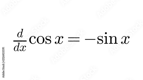 Bild auf Leinwand Derivative Cosine, Calculus formula overlay, black transparent 4K