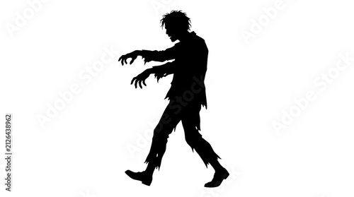 Bild auf Leinwand Helloween Halloween Zombie Silhouette Vector Set