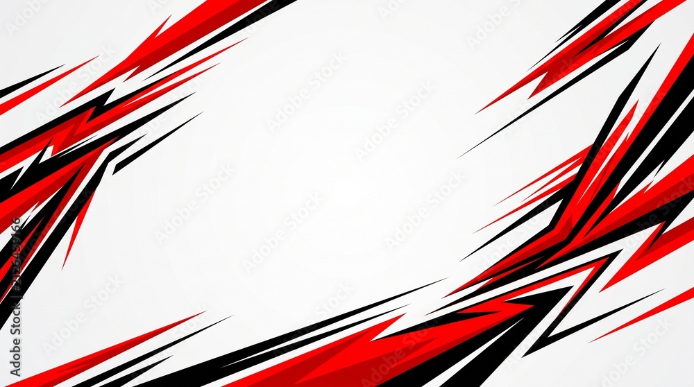 Fototapeta premium Sharp Minimal Racing Background with Red Black Speed Lines on White and Spacious 100 Percent Copy Space for Motorsport Promotion