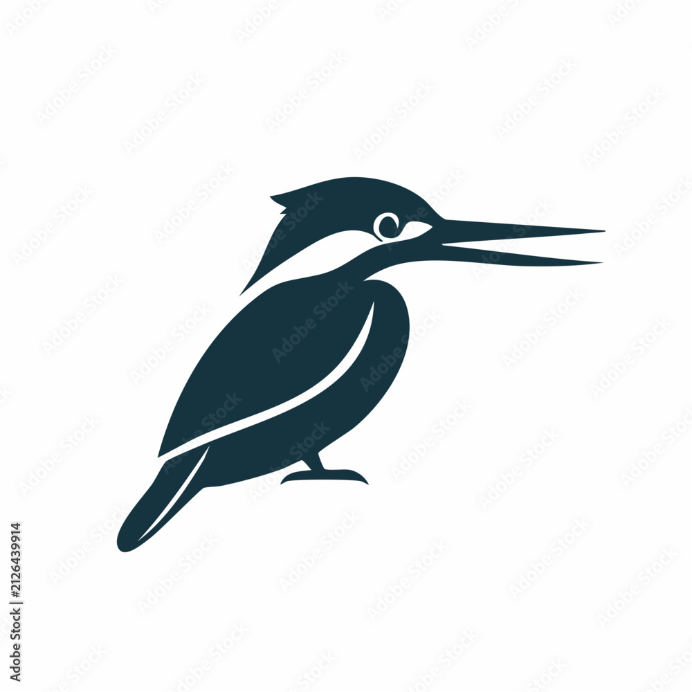 Obraz premium Minimalistische Eisvogel-Silhouette – Eleganter Eisvogel als Vektorillustration