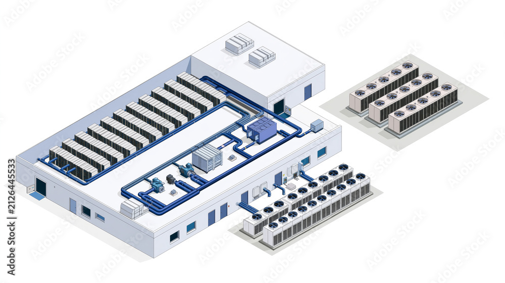 Fototapeta premium Closed loop data center cooling with zero water evaporation