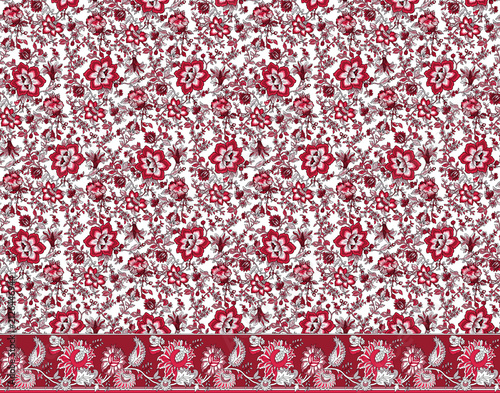Obraz na plátně Close-up texture of red and white abstract geometric seamless pattern background
