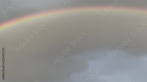 Beautiful Rainbow Against Cloudy Gray Sky