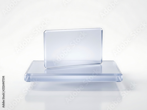 Clear Transparent Plastic Rectangle Shapes Stacked Together On White Surface transparent background