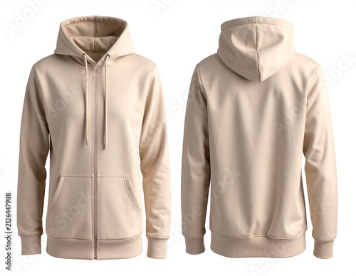 Blank beige hoodie mockup for apparel design branding.