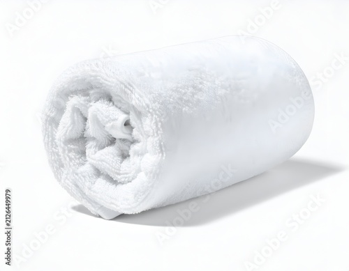 Close up of rolled white towel texture.