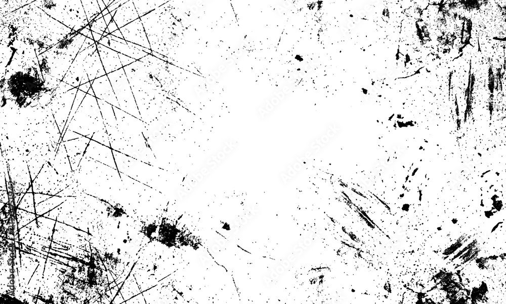 Obraz premium Abstract black and white grunge scratch texture with overlay of dust particle noise for vintage design effects