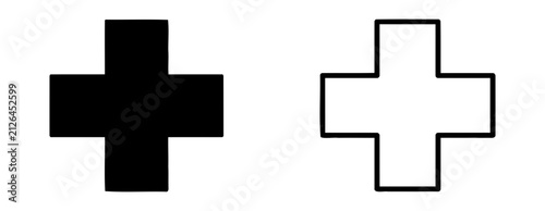 Cross Symbol Illustration in Solid and Outline Vector Styles for Design Projects