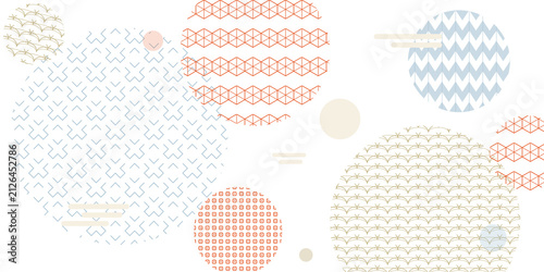 Abstract geometric circles pattern with traditional japanese style on transparent background