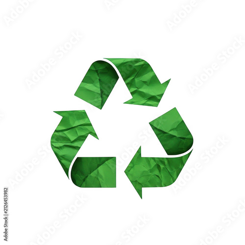 Foto Green recycling symbol with three arrows