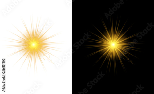 Bright golden lens flare glow light rays burst effect png overlay element