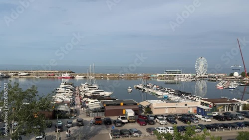 Elevated view of Tomis Marina with yachts and boats in Constanta Romania