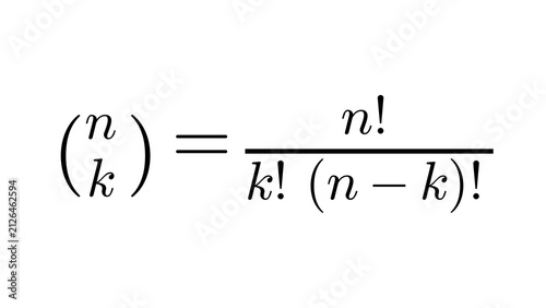 Quadro su tela Binomial Coefficient, algebra formula overlay, black transparent 4K