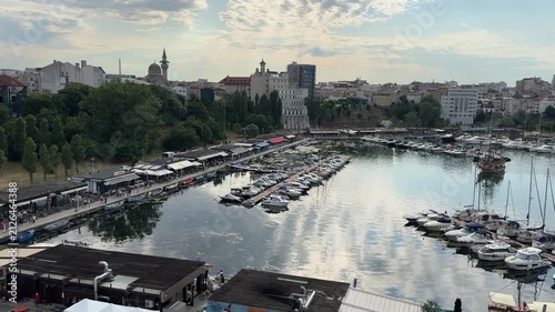 Aerial view of Tomis Marina with yachts and boats in Constanta Romania
