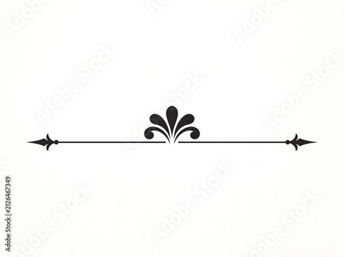 Elegant black decorative divider with floral flourish elements isolated on a clean white background