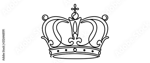 Quadro su tela Elegant Crown Outline Isolated on Transparent Background
