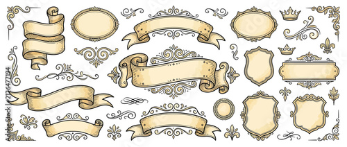Vintage Scroll Ribbons and Decorative Embellishments Set