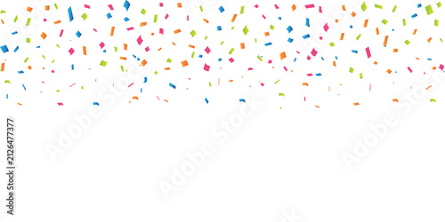 Colourfull falling confetti background. Congratulations confetti banner for birthday, party holiday celebration.