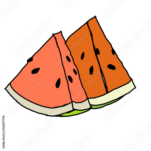 Two Watermelon Slices Hand-Drawn Illustration