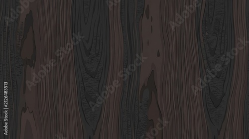 Dark rustic wood plank seamless texture with realistic grain for natural backgrounds