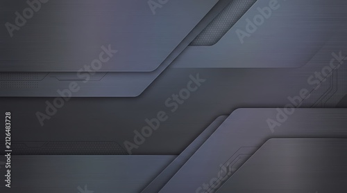 Dark futuristic technology background with layered metallic panels and geometric design