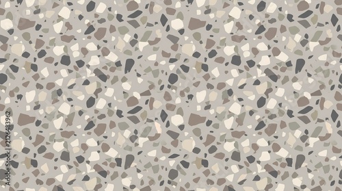 Light terrazzo seamless texture with natural stone fragments for modern interiors