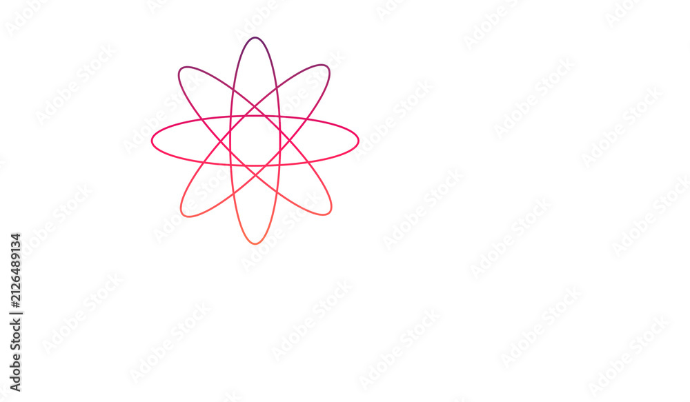 Fototapeta premium Abstract Neon Atom Orbit Symbol, Futuristic Atomic Energy Icon, Glowing Science Design, Isolated PNG