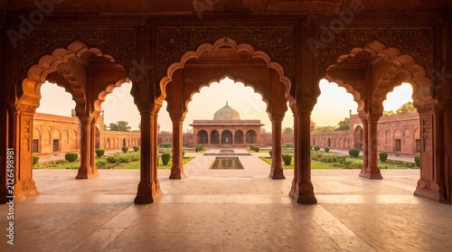 Lalbagh Fort Mughal Architecture in Dhaka Bangladesh with Historic Red Stone Courtyard