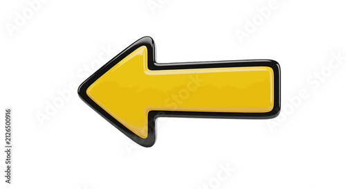 Vector illustration of yellow arrow icon pointing left on a transparent background