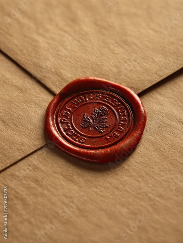 Vintage Red Wax Seal on Kraft Paper Envelope