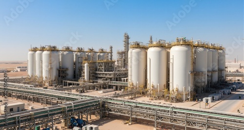  Dubai, UAE: Arabian Industrial Gases facility in the Middle East, featuring large storage tanks and industrial infrastructure