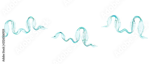 Foto 3d liquid glass splash set of three aqua turquoise shapes