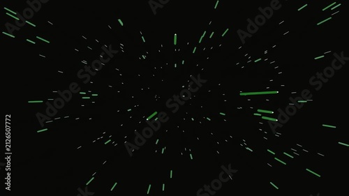 Abstract futuristic green light streaks on black background