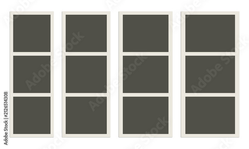 Photo collage layout template with vertical polaroid frame strips for digital presentation.