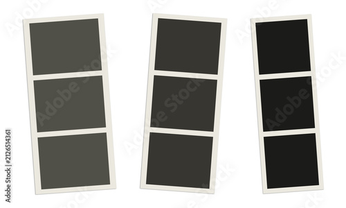 Set of three vertical photo frame strips with multiple blank windows for creative layout.