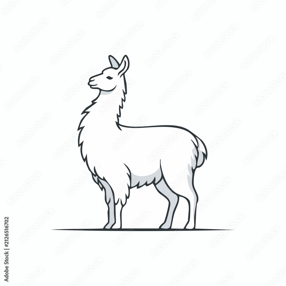 Obraz premium Minimalistische Lama-Silhouette – Exotisches Lama als Vektorillustration