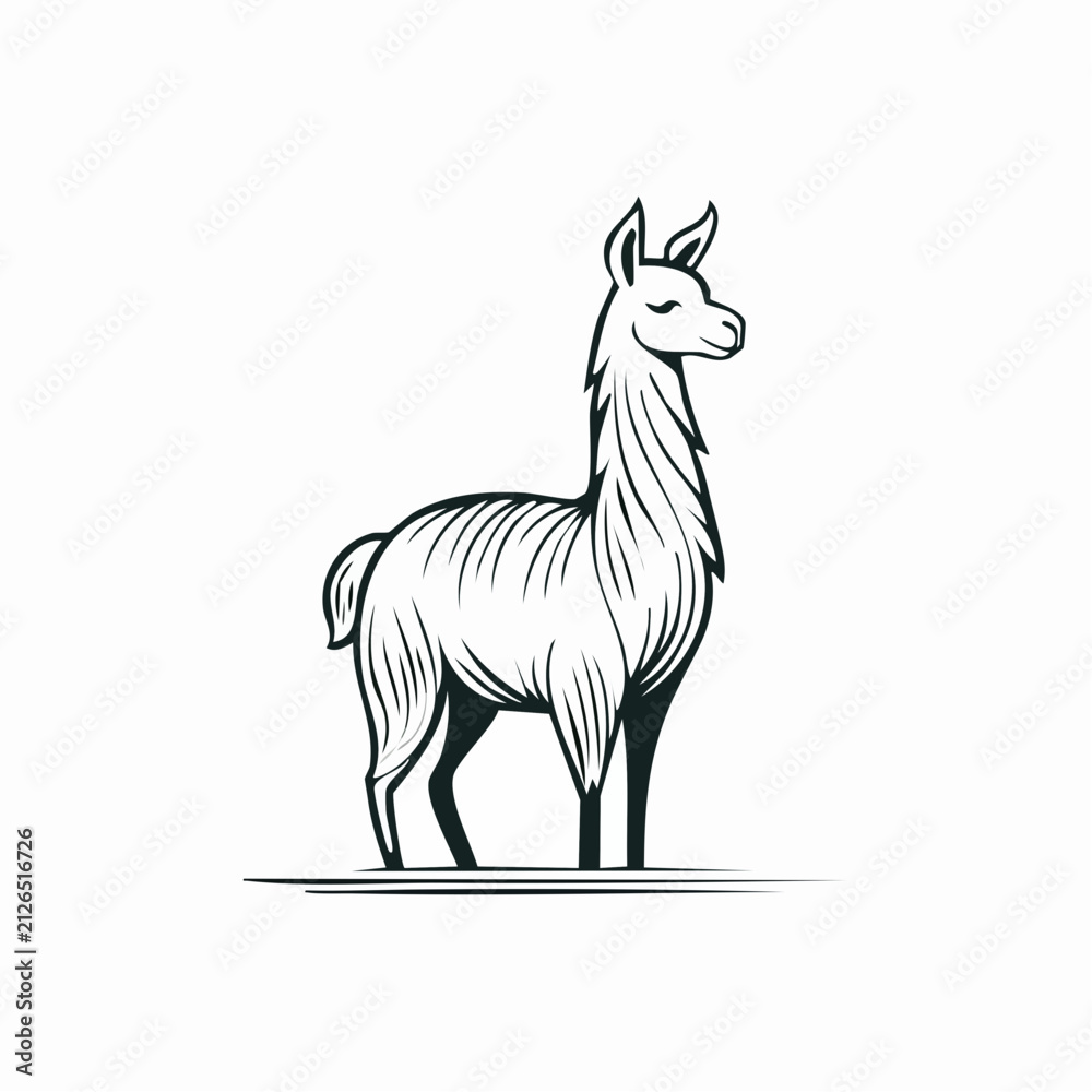 Fototapeta premium Minimalistische Lama-Silhouette – Exotisches Lama als Vektorillustration