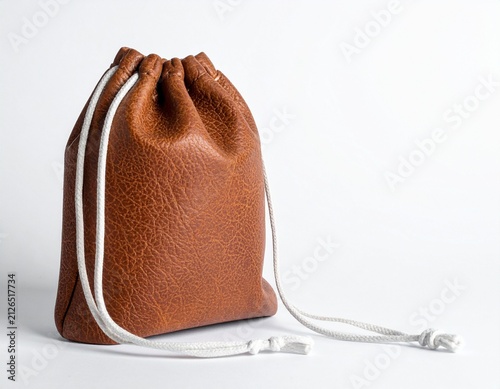 brown leather bag isolated on white background
