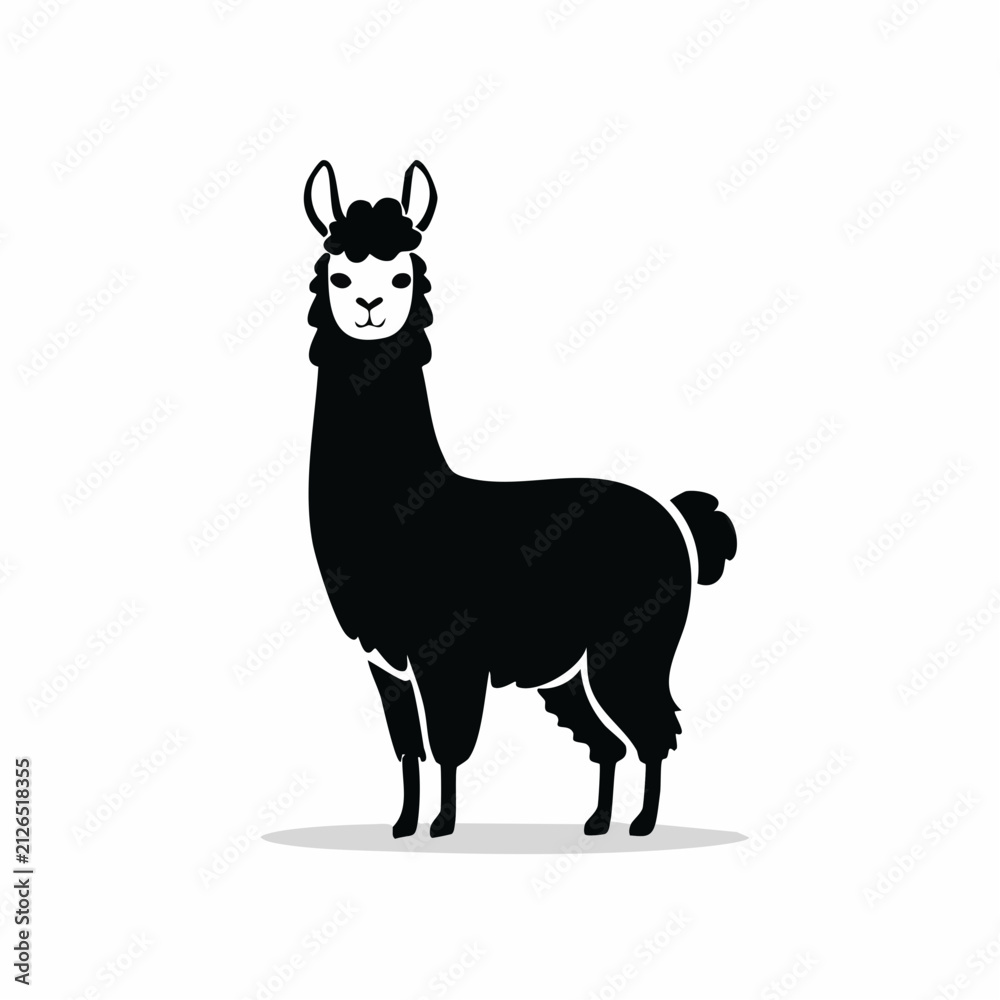 Fototapeta premium Minimalistische Alpaka-Silhouette – Niedliches Alpaka als Vektorillustration