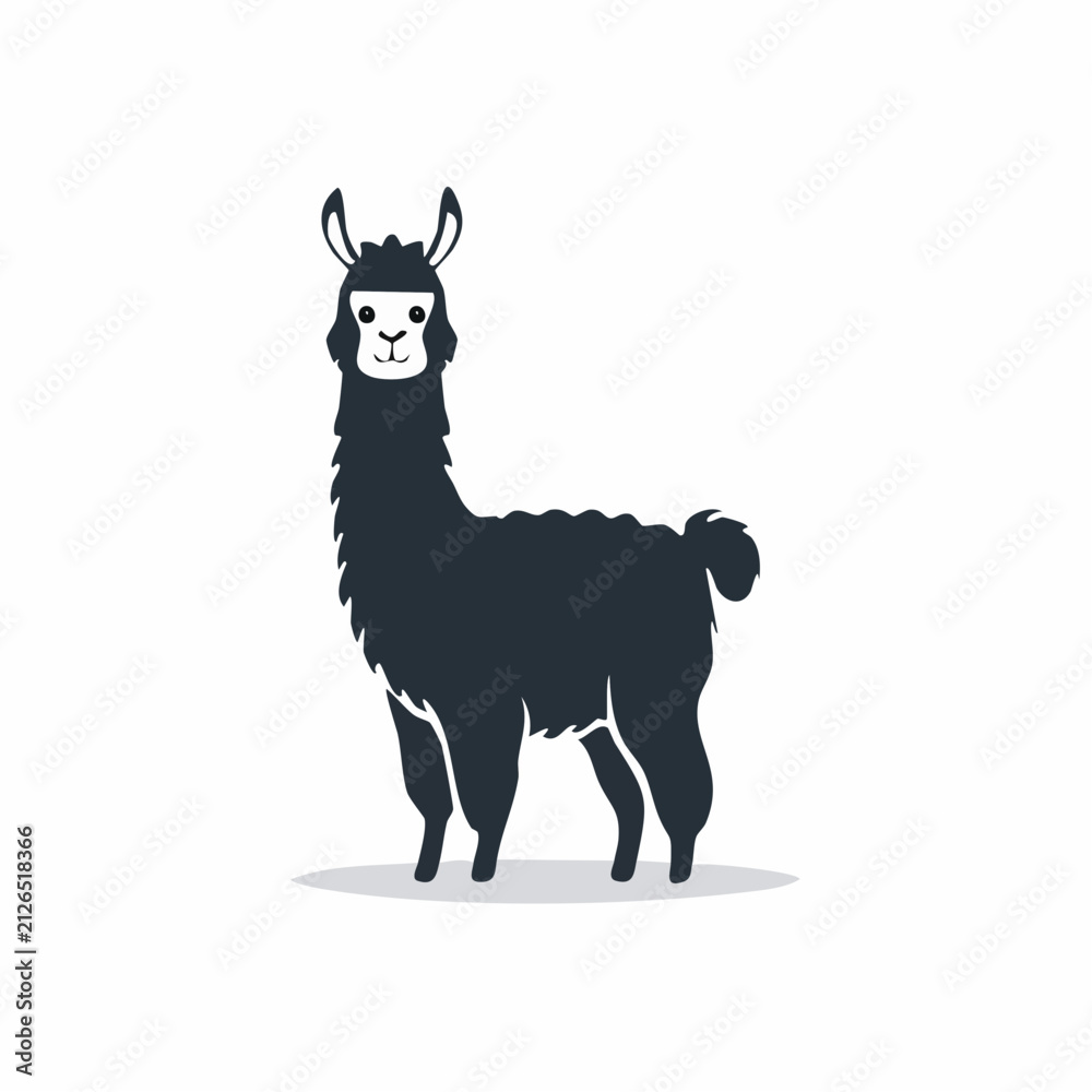Fototapeta premium Minimalistische Alpaka-Silhouette – Niedliches Alpaka als Vektorillustration